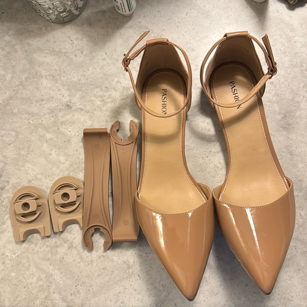 Pashion Footwear size 10 Patent D’Orsay - Latte - convertible heel